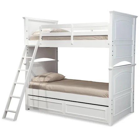 Classic Twin-over-Twin Size Bunk Bed with Trundle Drawer